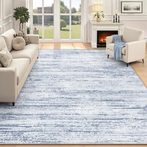 Area Rug 5x7 Living Room Rugs: Washable Modern Rug Non-Slip Soft Rugs Stain Resistant Printed Rug Indoor Carpet for Bedroom Kitchen Dining Room Nursery Home(Dark Blue, 5'x7') by ZomfyRugs