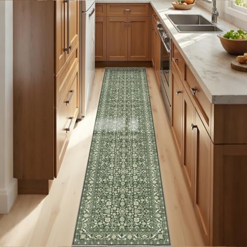 OPPODREAM Vintage Dark Green Area Rugs 2x10, Washable Rug for Living Room by OPPODREAM