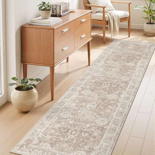 Madane Rug Runner for Hallway 2.5x8, Washable Kitchen Runner Rug Brown/Sand - Image 2