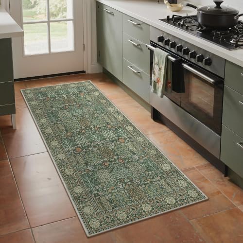 Bavni 4x6 Area Rug for Living Room, Washable Low Pile, Forest Green - Image 4