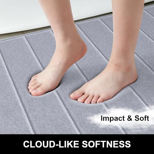 Memory Foam Bath Mat 36" x 24", Ultra Soft Absorbent Bathroom Rug Non Slip, Machine Washable Bath Rug for Bathroom, Shower and Tub,Grey - Image 4
