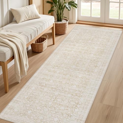 3x14 Hallway Washable Runner Rug: Kitchen Carpet Natural Beige - Image 2