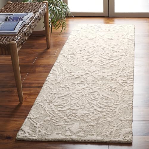 SAFAVIEH Blossom Collection Runner Rug - 2'3" x 14', Sage & Ivory, Handmade Wool, Ideal for High Traffic Areas in Living Room, Bedroom (BLM107C) by Unknown