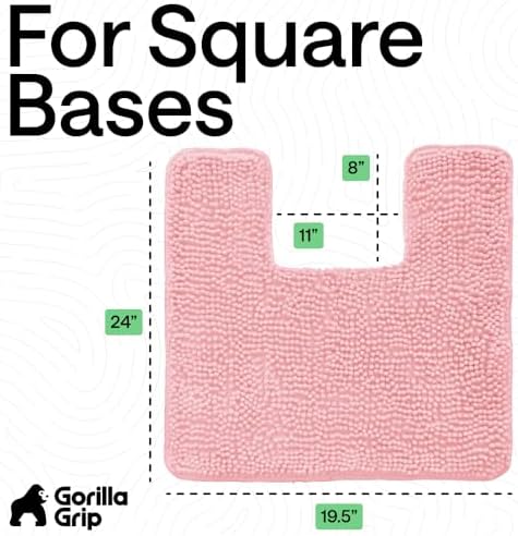 GORILLA GRIP Chenille Bath Rug Mat for Square Toilet Base, 24x19 Light Pink - Image 2