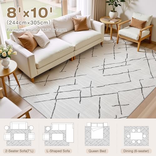 kakania Washable 8x10 Area Rug for Living Room: Boho Geometry Home Decor - Image 2