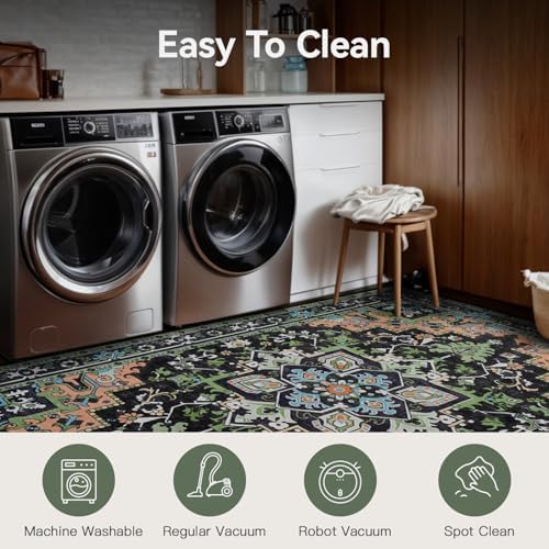 Lofus 8x10 Area Rug for Living Room Bedroom, Dark Green Washable Carpet - Image 5