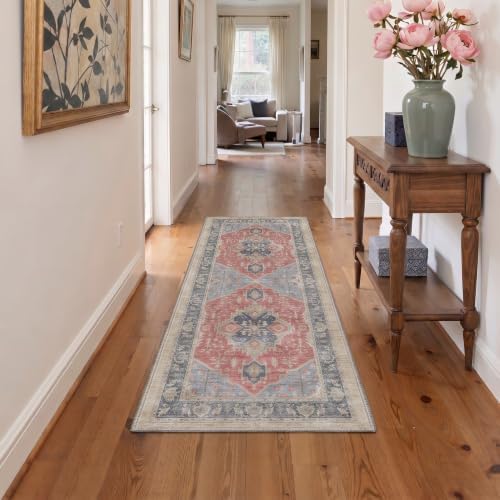 GENIMO 2.5x8 Outdoor Runner Rug, Washable for Patio, Distressed Red - Image 7