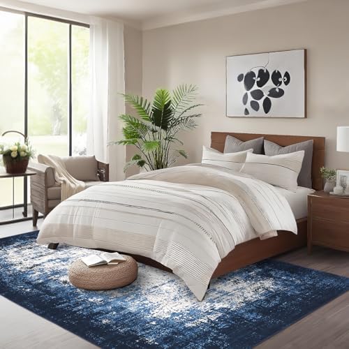 GarveeHome 3x5 Entryway Rug Washable Modern Abstract Small Blue by GarveeHome