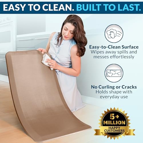 ComfiLife Anti Fatigue Floor Mat – 3/4 Inch Thick Kitchen Mats for Floor, Standing Desk Mat, Kitchen Rug – Comfort at Home, Office – Durable – Stain Resistant – Non-Slip Bottom (24" x 70", Beige) - Image 5
