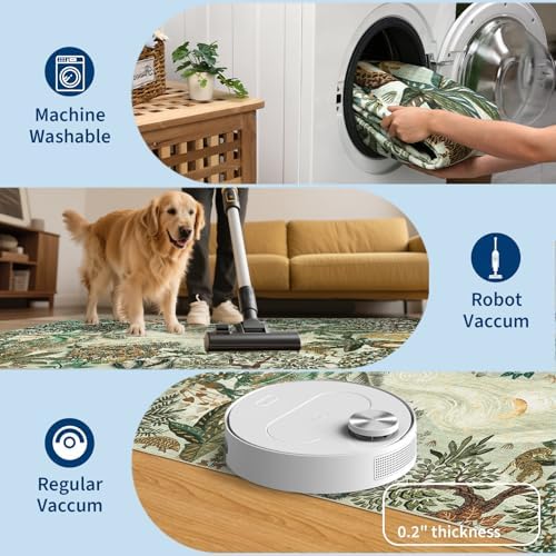 GarveeHome Area Rugs 8x10 for Living Room, Jungle Animal Large Washable Rug Soft Non Slip Backing Floor Mat Carpet Indoor Thin Green Accent Rug for Bedroom Dining Room Playroom Nursery Home Decor - Image 6