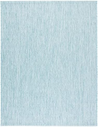SAFAVIEH Outdoor Area Rug 8x11 - Courtyard Collection - Large, Coastal Design, Aqua & Grey, Durable & Easy Cleaning, Ideal for Patio, Entryway, Mudroom, Backyard (CY8022-37121) - Image 3