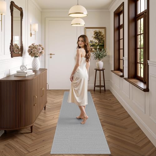 Valenrug 2x6 Runner Rug Non Slip, High-Low Pile Runners for Hallways, Grey - Image 4