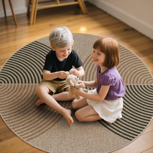 Lahome Modern Rainbow Round Rug, 6ft Round Outdoor Easy Jute Rug - Image 3