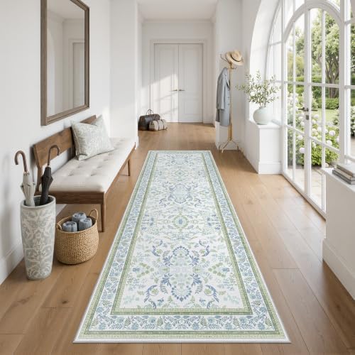 DCX Green and Blue 2x10 Runner Rug, Machine Washable - Image 3