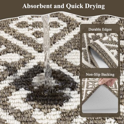 Ileading Kitchen Mat Sets 3 Piece Washable Brown Kitchen Floor Runner Rugs - Image 4
