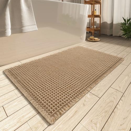 Upgraded Waffle Bath Mat Ultra Absorbent Non Slip Bathroom Mat, 17" x 24" by AMOAMI