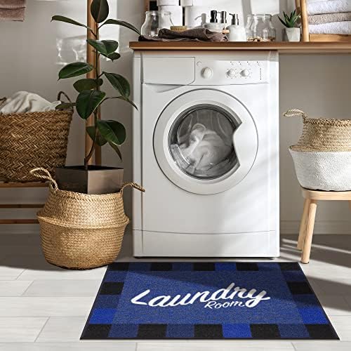 Ottomanson 26" x 35" Laundry Room Rug - Non-Slip Mat for Laundry & Mudroom - Durable, Stain-Resistant, and Easy to Clean - Perfect for High-Traffic Areas - Runner Rug for Entryway Bathroom, Navy by Ottomanson