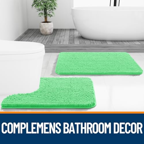 OLANLY Small Bathroom Rugs 24x16, Extra Soft Absorbent Chenille Bath Rugs, Rubber Backing Quick Dry, Machine Washable Bath Mats for Bathroom Floor, Tub and Shower, Home Decor Accessories, Mint Green - Image 7