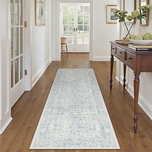 PureCozy Blue Runner Rug 2x6 Vintage Floral - Image 5