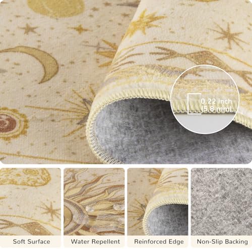 Vacuum-Friendly, 8x10 Washable Area Rug, Beige Camel Brown - Image 3