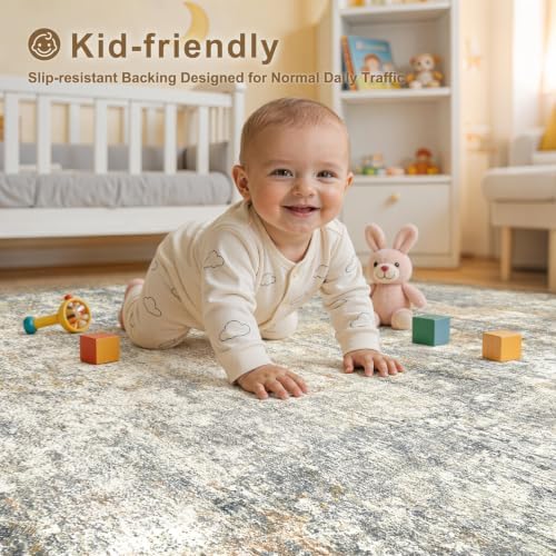 kakania Washable 10x14 Area Rug for Living Room: Abstract Modern Home Decor - Image 6