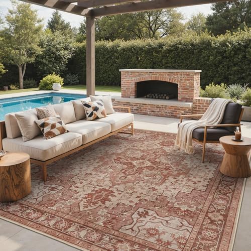 GENIMO Indoor Outdoor Rug, Washable for Patio and Deck, Mauve Beige, 8x10 by GENIMO