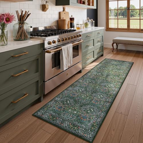 Lahome Floral Washable Runners for Hallways, 2x6 Kitchen Runner Rug by Lahome
