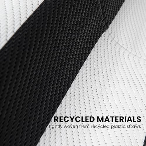 Outdoor Rug 5 x8 ft, Plastic Rug for Patio, Black & White - Image 3
