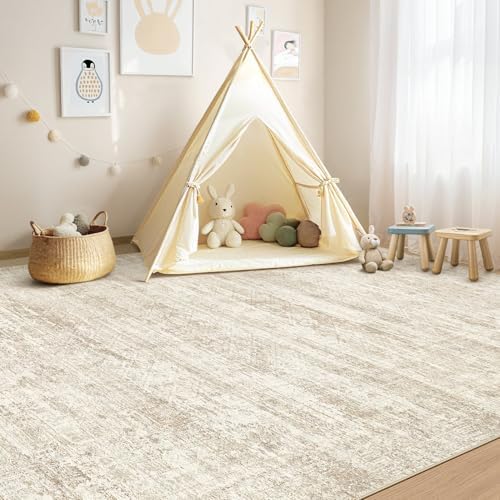 UERMEI 6x8 Area Rug Living Room Rugs - Washable Neutral Modern Abstract Soft Thin Rug Indoor Floor No Slip Rug Carpet for Bedroom Under Dining Table Home Office Decor - Beige/Brown - Image 6
