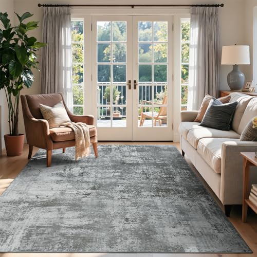 4x6 Ft Abstract Washable Area Rugs for Living Room Grey by Cuzwlovita
