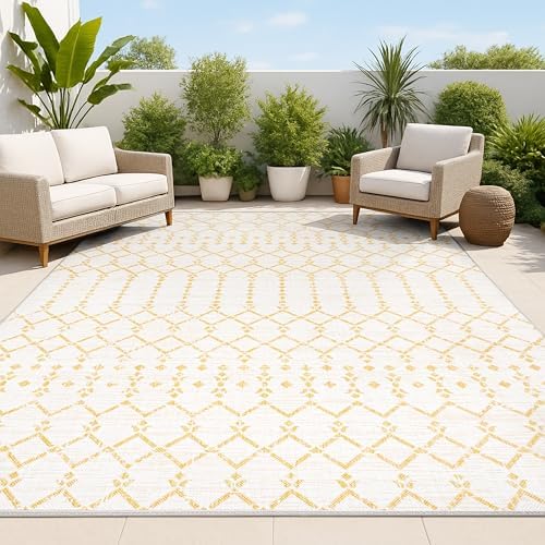 JONATHAN Y Moroccan Geometric Indoor Outdoor Area Rug 3X5 Cream/Yellow, Ourika Textured Weave for Backyard, Patio, Porch, Easy-Cleaning, High Traffic, Pet-Friendly, Non-Shedding (SMB108J-3) by JONATHANY