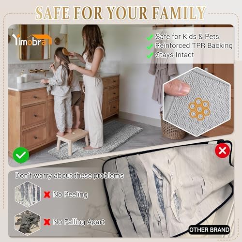 Bathroom Runner Rug Non Slip Washable 70x24,Extra Long Bath Mat,Gray&White - Image 4