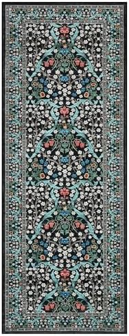 GarveeHome Floral Hallway Runner Rug Non-Slip, 2.5x10 Washable Rugs Ultra-Thin Soft Rug for Hallways, Kitchen Mat Stain Resistant Carpet for Entryway Bathroom, Black - Image 5