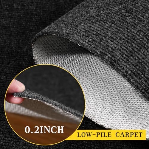 2x8 ft Outdoor Runner Rug, Non-Slip Indoor Outdoor Carpet Runner with TPR Backing, Waterproof Mat for Hallway, Kitchen, Patio, Garage, Deck, Entryway, Black Fine Stripes - Image 2