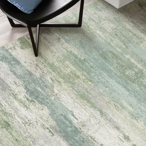 4x5 Area Rug Washable Abstract: Non Slip Entryway Floor Mat Sage Green - Image 6