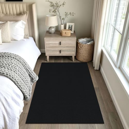 EARTHALL Washable Area Rug, Non Slip Entryway Rug, 4x5 Ft, Black Heather - Image 6