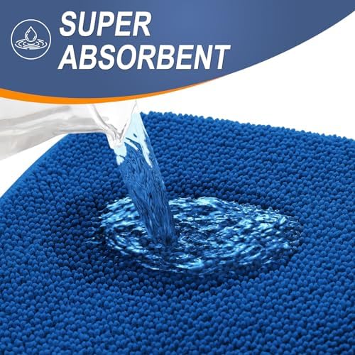 OLANLY Memory Foam Small Bathroom Rugs 24x16, Absorbent Mat, Deep Navy Blue - Image 3