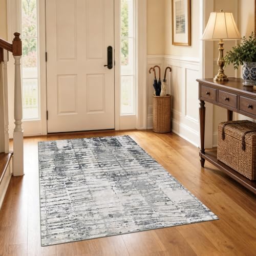 Mottled Stone Rhythm 4x6 Blue Gray Area Rug for Living Room Office by Unknown