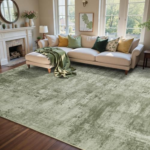 6x9 Ft Abstract Washable Area Rugs for Living Room Green - Image 3