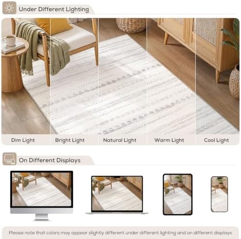 Nakagishi Boho 3x5 Area Rug Living Room Rugs Machine Washable Gray - Image 6