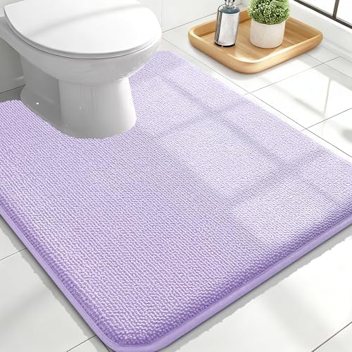 OLANLY Memory Foam Bathroom Toilet Rugs U-Shaped 24x20,Soft Mat, Lavender by OLANLY