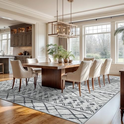 KUTA Washable Rugs 9x12 Grey Moroccan Boho Large Area Rug - Image 4