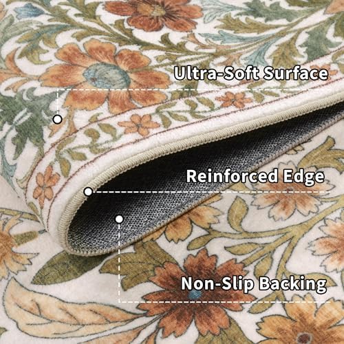 3x12 Floral Runner Rug for Kitchen Washable Hallway Runner Rug - Image 5