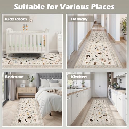 Beige Floral Hallway Runner Rug 2x6 for Bedroom Kitchen - Image 4