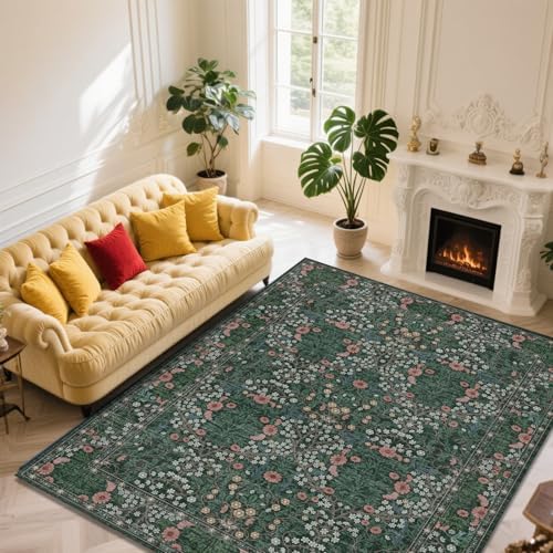 8x10 Washable Area Rugs for Living Room Soft Carpet (Green) - Image 2