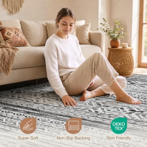 cotiled Boho 5x8 Area Rugs for Living Room: Soft Moroccan Washable Rug - Image 3