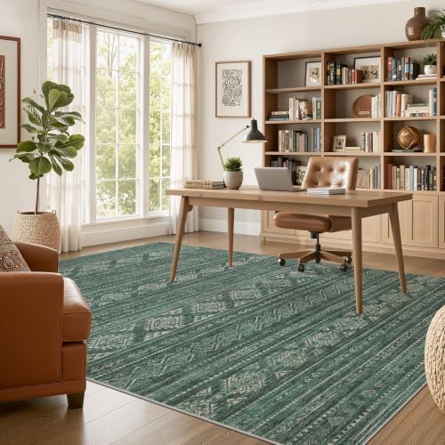 Nakagishi Area Rugs 9x12 Living Room: Washable Boho Large Neutral Modern Soft Farmhouse Green Rug Stain Resistant Indoor Floor Non-Slip Carpet for Women Home Enthusiasts Aged 25-45 - Bedroom Room - Image 5