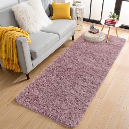 OLANLY 2x6 Machine Washable Runner Rugs for Hallway, Soft Fluffy Shaggy Bedside Rugs for Bedroom, Living Room, Indoor Floor Carpet for Kids Girls and Boys, Nursery Rooms, Home Decor Aesthetic, Blush by OLANLY