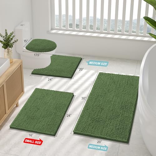 Smiry Bathroom Rugs 34X21, Luxury Chenille Extra Soft Absorbent Bath Mat - Image 2