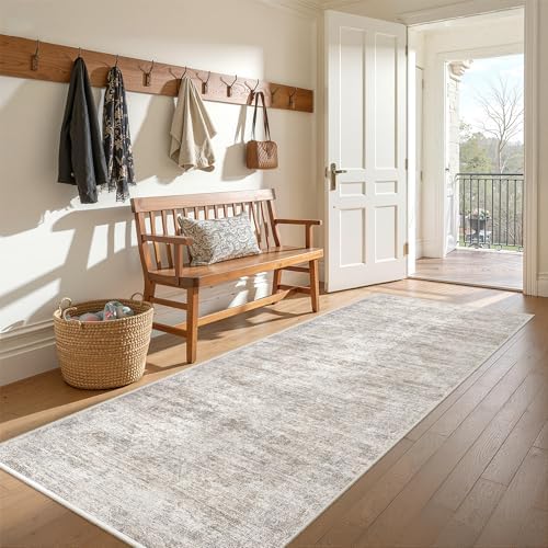 3x8 Runner Rug Non Slip,Washable Hallway Runner Rug,Taupe - Image 3